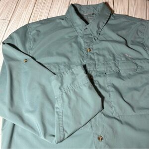 L.L.Bean Men’s Fishing Shirt M Regular Green Vented Nylon Blend Outdoor Hiking